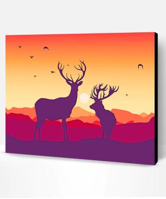 Deer Sunset Silhouette Paint By Number