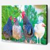 Four Assorted Color Roosters Paint By Number