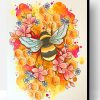 Honey Bee And Flowers Paint By Number