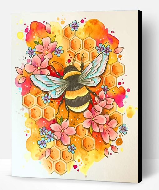 Honey Bee And Flowers Paint By Number