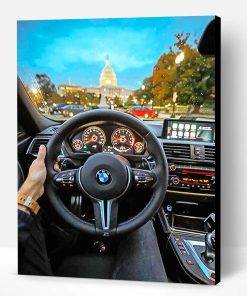 Driver Holding BMW Steering Wheel Paint By Number