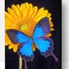 Blue Butterfly And A Sunflower Paint By Number