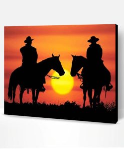 Cowboys Silhouette Sunset Paint By Number