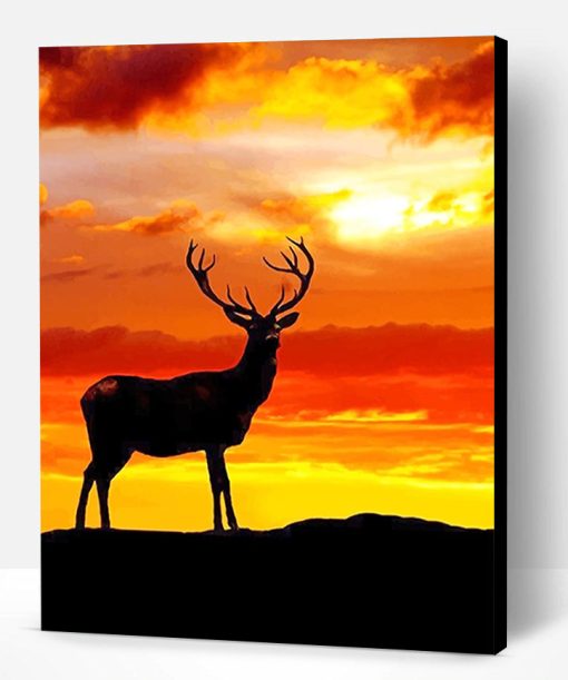 Deer Sunset Silhouette Paint By Number