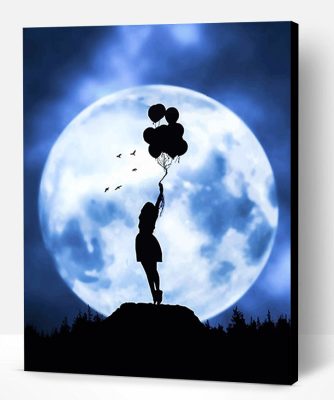 Girl Balloons Silhouette Paint By Number