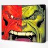 Red and Green Hulk Face Paint By Number