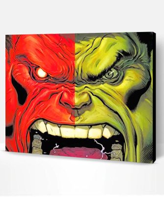 Red and Green Hulk Face Paint By Number