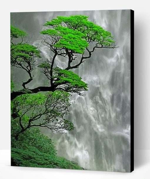 trees waterfall Paint By Number