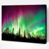 Aurora Borealis Trees Silhouette Paint By Number