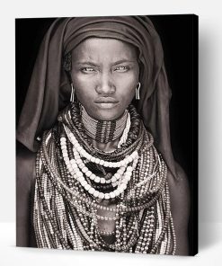 Black and White African Woman Paint By Number