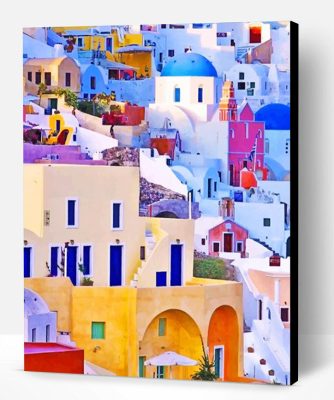 Colorful Greece Houses Paint By Number