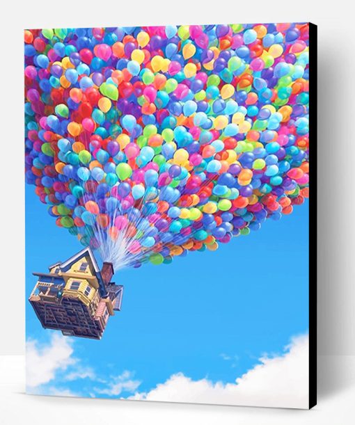 Colorful Balloons Flying House Paint By Number