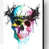 Colorful Skull with Thorns Crown Paint By Numbers