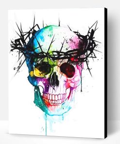 Colorful Skull with Thorns Crown Paint By Numbers
