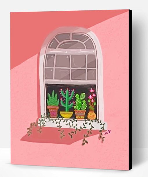 Cute Window With Plants Paint By Number