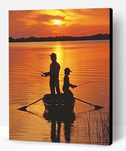 Father And Son Fishing Silhouette Paint By Number