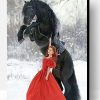 Girl with Black Horse Paint By Number