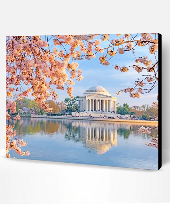 Jefferson Memorial In Cherry Blossom Paint By Number