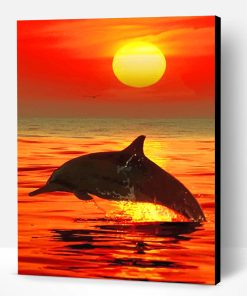 Lonely Dolphin Sunset Paint By Number