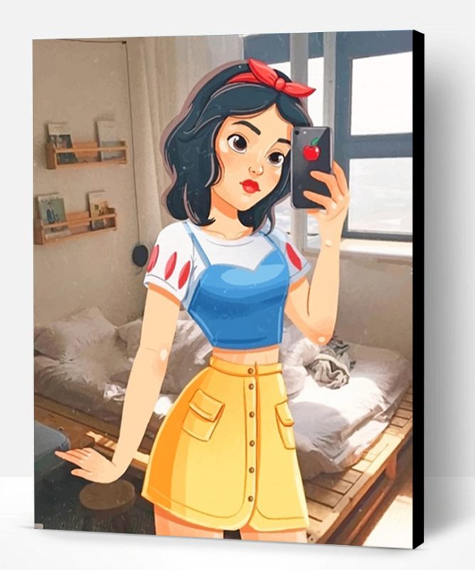 Modern Snow White Taking A Mirror Selfie Paint By Number