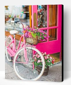 Pink Bike With Beautiful Flowers Paint By Number