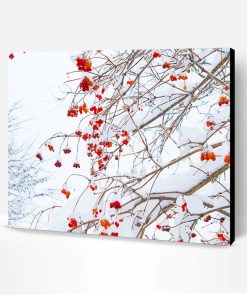 Red Flowers Snow Paint By Number