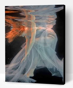 Redhead With A White Dress In The Water Paint By Number