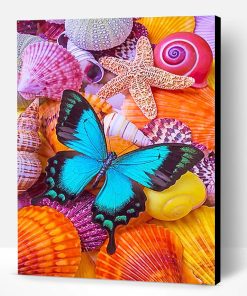 Seashells Blue Butterfly Paint By Number