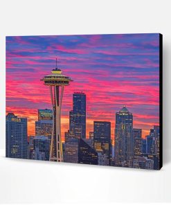 Seattle Space Needle Sunset Paint By Number