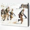 Soldier Holding Rifle Running On White Sand Paint By Number