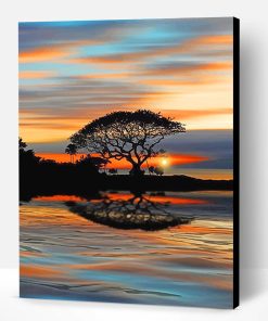 Tree Silhouette Sunset Paint By Number
