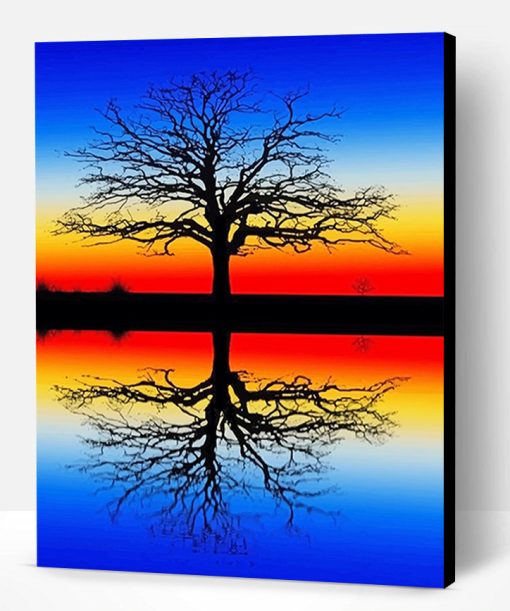 Tree Reflection In Water Paint By Number