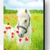 White Horse Flowers Field Paint By Number