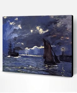 A Seascape Shipping by Moonlight Paint By Number