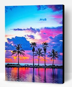 Beautiful Sunset View Palms Paint By Number