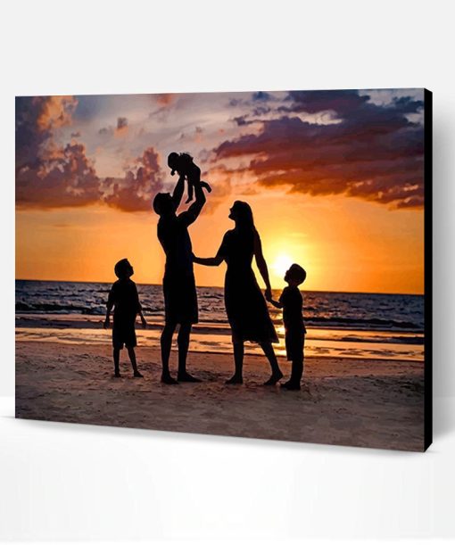 Happy Family Silhouette Paint By Number