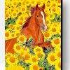 Cute Horse Sunflowers Paint By Number