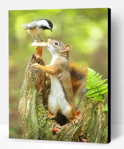 Cute Squirrel And Bird Paint By Number