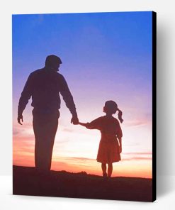 Dad And Daughter Walking Silhouette Paint By Number