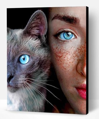 Eyes Girl And Cat Paint By Number