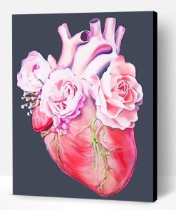 Heart Pink flowers Paint By Number