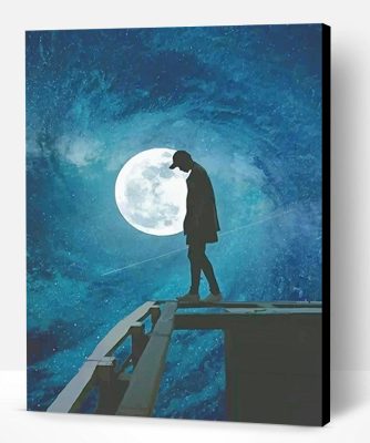 Lonely Man Moon Silhouette Paint By Number