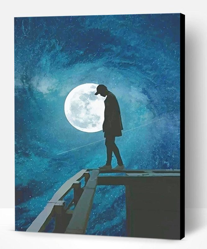 Lonely Man Moon Silhouette Paint By Number