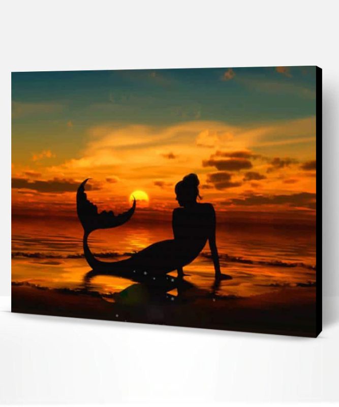 Mermaid Silhouette Sunset Paint By Number