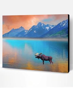 Moose In Lake Paint By Number