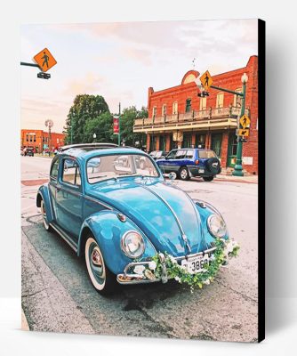 Old Blue Volkswagen Beetle Paint By Number