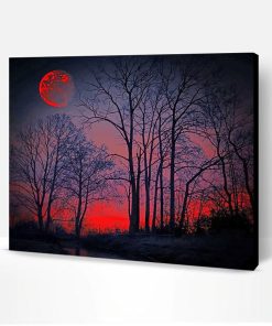 Red Forest Silhouette Paint By Number