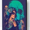 Skull Woman With Her Cat Paint By Number