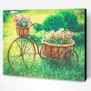 Vintage Bike Equipped Basket Flowers Paint By Number