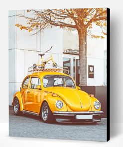 Vintage Yellow Volkswagen Beetle Paint By Number